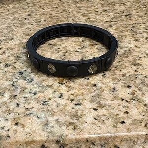 Black Bracelet with Rhinestone Accents